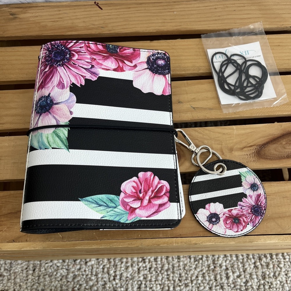 Tula Xii Planner Cover Jump Bands Keychain Striped & Floral Design